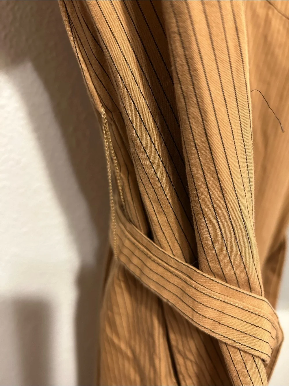 Tie-Waist Maxi Shirt Dress in Camel